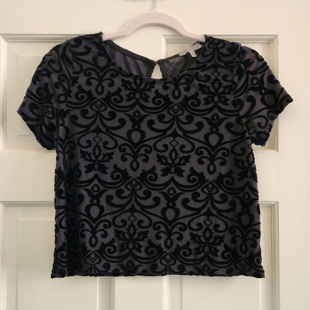Vintage 2000s Y2k Charlotte Russe Velvet Burnout Navy USA Whimsigoth Goth Magic